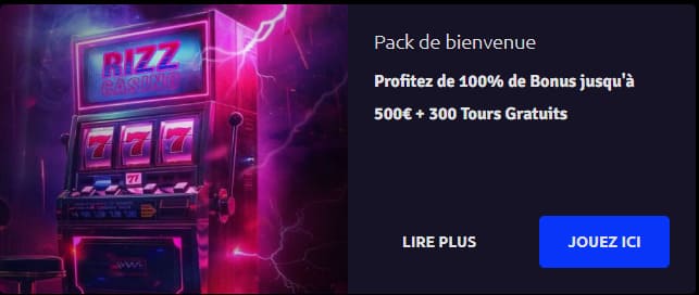 Rizz Casino bonus bienvenue