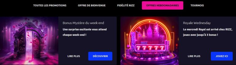 Rizz Casino bonus hebdomadaire