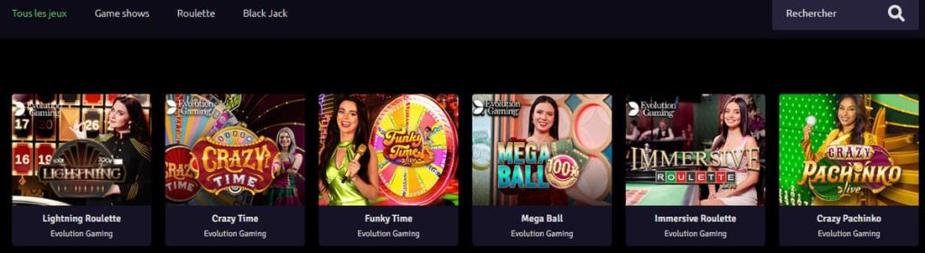 Rizz Casino jeux live