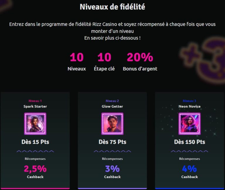 Rizz Casino programme VIP
